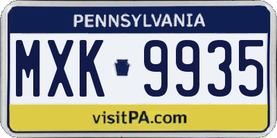 PA license plate MXK9935