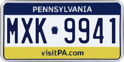 PA license plate MXK9941