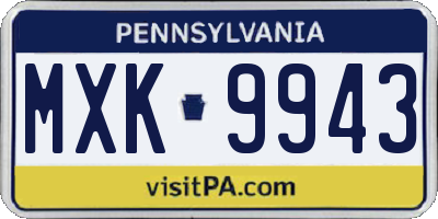 PA license plate MXK9943