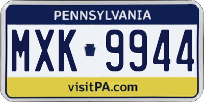 PA license plate MXK9944