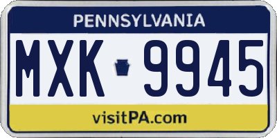 PA license plate MXK9945