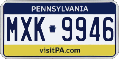 PA license plate MXK9946