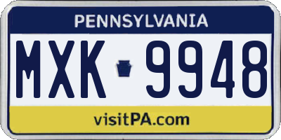 PA license plate MXK9948