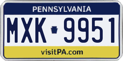 PA license plate MXK9951