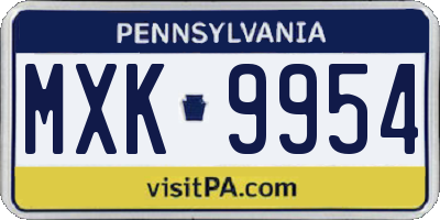 PA license plate MXK9954