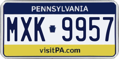 PA license plate MXK9957