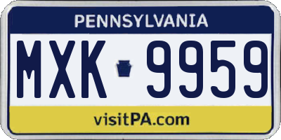 PA license plate MXK9959