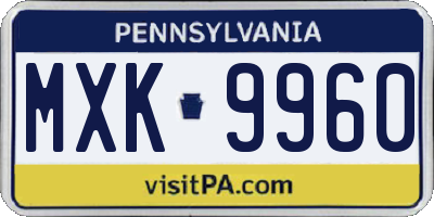 PA license plate MXK9960