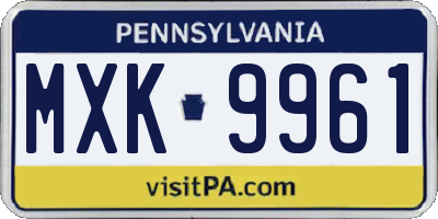 PA license plate MXK9961