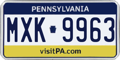 PA license plate MXK9963