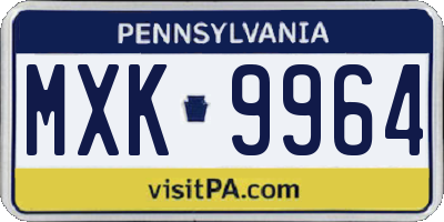 PA license plate MXK9964