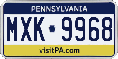 PA license plate MXK9968