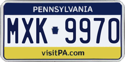 PA license plate MXK9970