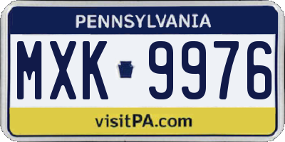 PA license plate MXK9976