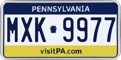 PA license plate MXK9977