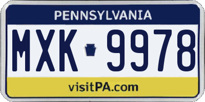 PA license plate MXK9978