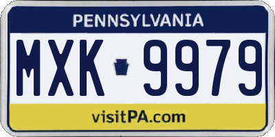 PA license plate MXK9979