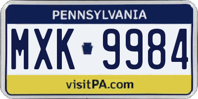 PA license plate MXK9984