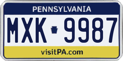 PA license plate MXK9987