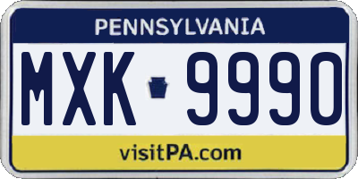 PA license plate MXK9990