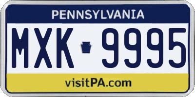 PA license plate MXK9995