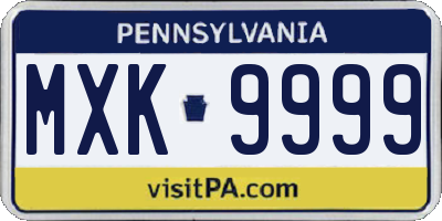 PA license plate MXK9999