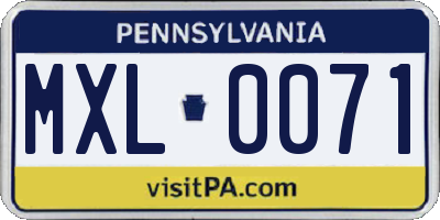 PA license plate MXL0071