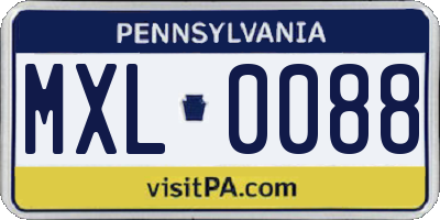 PA license plate MXL0088
