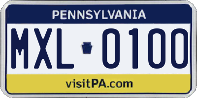 PA license plate MXL0100