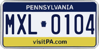 PA license plate MXL0104