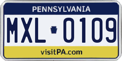 PA license plate MXL0109