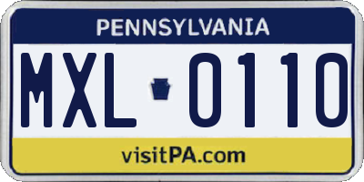 PA license plate MXL0110