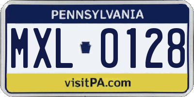 PA license plate MXL0128