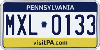 PA license plate MXL0133