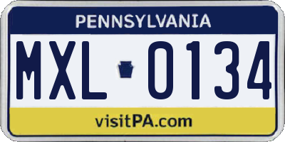 PA license plate MXL0134