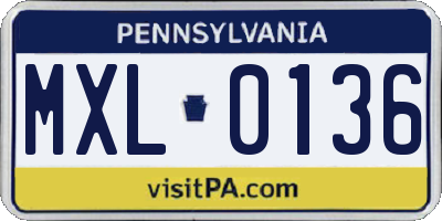 PA license plate MXL0136