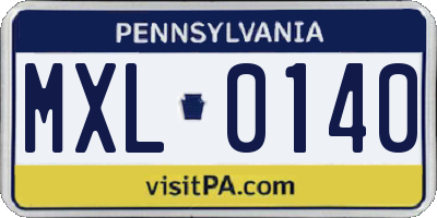 PA license plate MXL0140