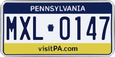 PA license plate MXL0147