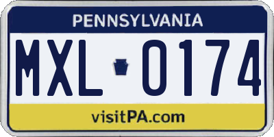PA license plate MXL0174