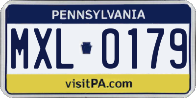 PA license plate MXL0179