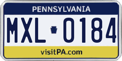 PA license plate MXL0184