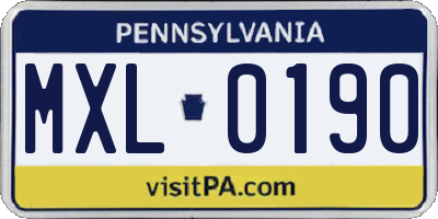PA license plate MXL0190
