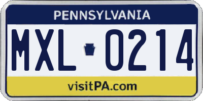PA license plate MXL0214