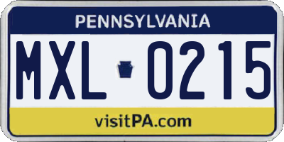 PA license plate MXL0215