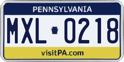 PA license plate MXL0218