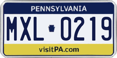 PA license plate MXL0219