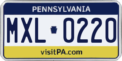 PA license plate MXL0220