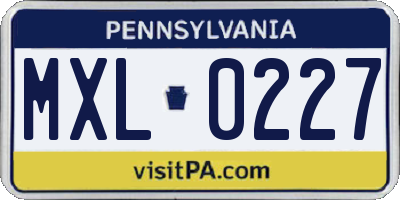 PA license plate MXL0227