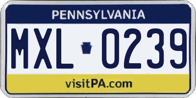 PA license plate MXL0239