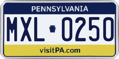 PA license plate MXL0250